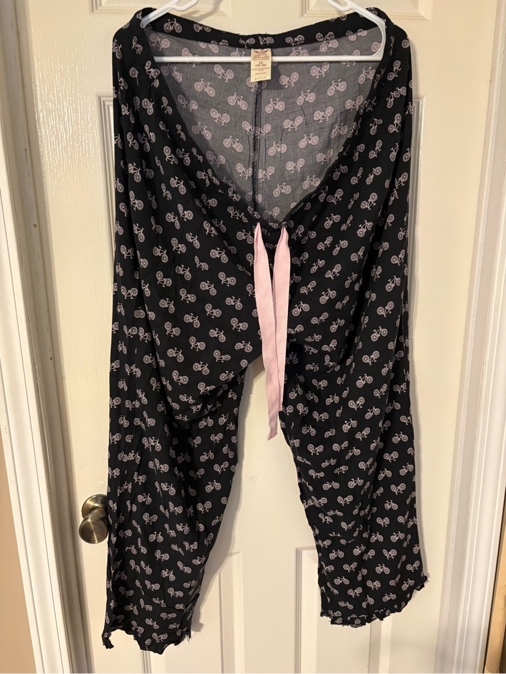 Faded Glory Black Pajama Set with Pink Bicycle Print